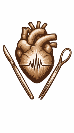 Heart and surgical tools logo